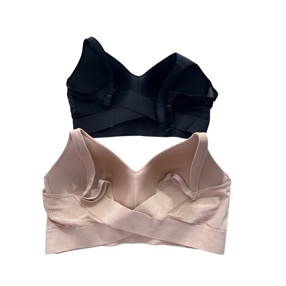 Rhonda Shear 2 Pack Molded Cup Bra with Wrap Back Size 1X Black Beige 627.3 - Picture 3 of 10